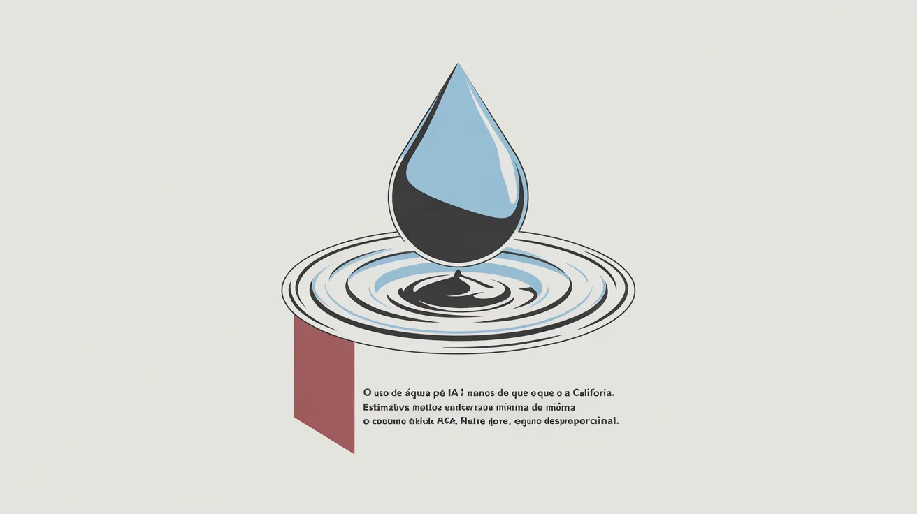 Ilustração editorial sobre consumo de água por data centers de IA na Califórnia