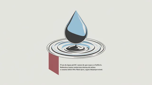 Ilustração editorial sobre consumo de água por data centers de IA na Califórnia