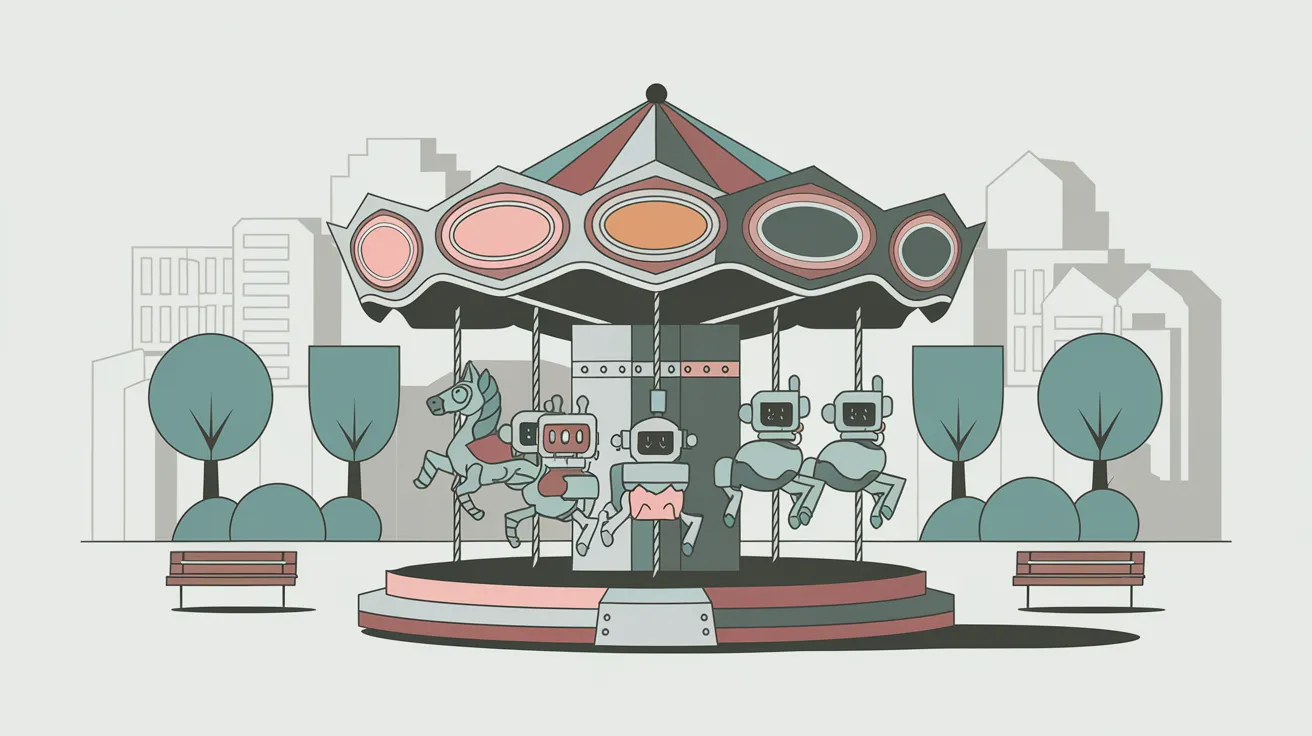 Ilustração editorial de um chatbot em destaque no canto de uma página web