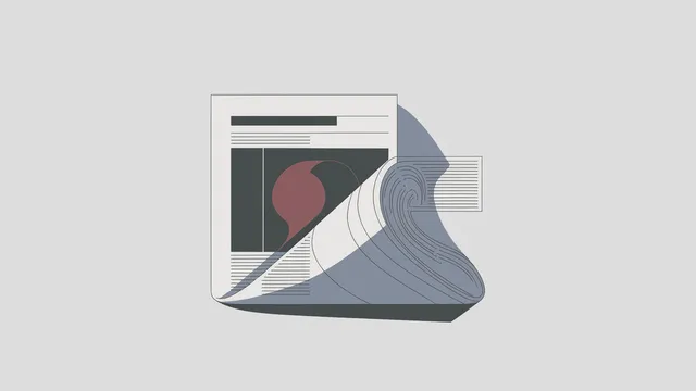 Ilustração editorial sobre chatbots de IA atuando como intermediários de notícias