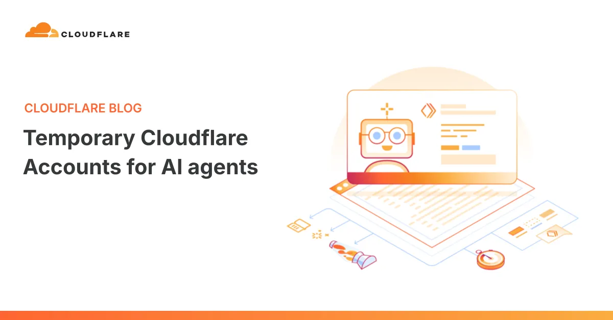 Ilustração editorial de agentes de IA implantando Workers via Cloudflare sem intervenção humana