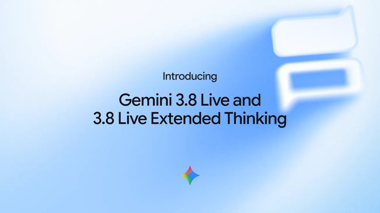 Ilustração editorial sobre o lançamento dos modelos Gemini 3.8 Live e Extended Thinking pela Google