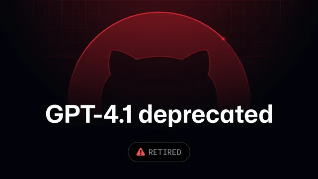 Ilustração editorial sobre a descontinuação do GPT-4.1 no GitHub Copilot