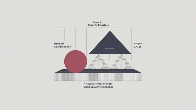 Ilustração editorial representando a governança de IA avançada nos EUA