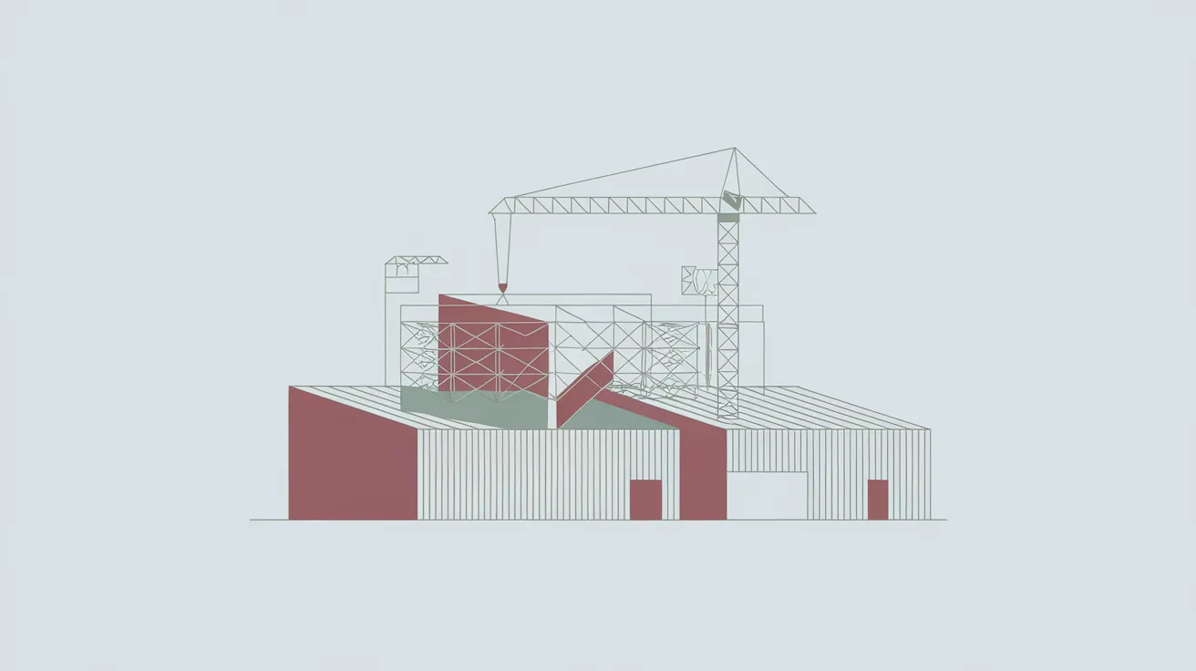 Ilustração editorial de um grande data center sendo construído em Michigan